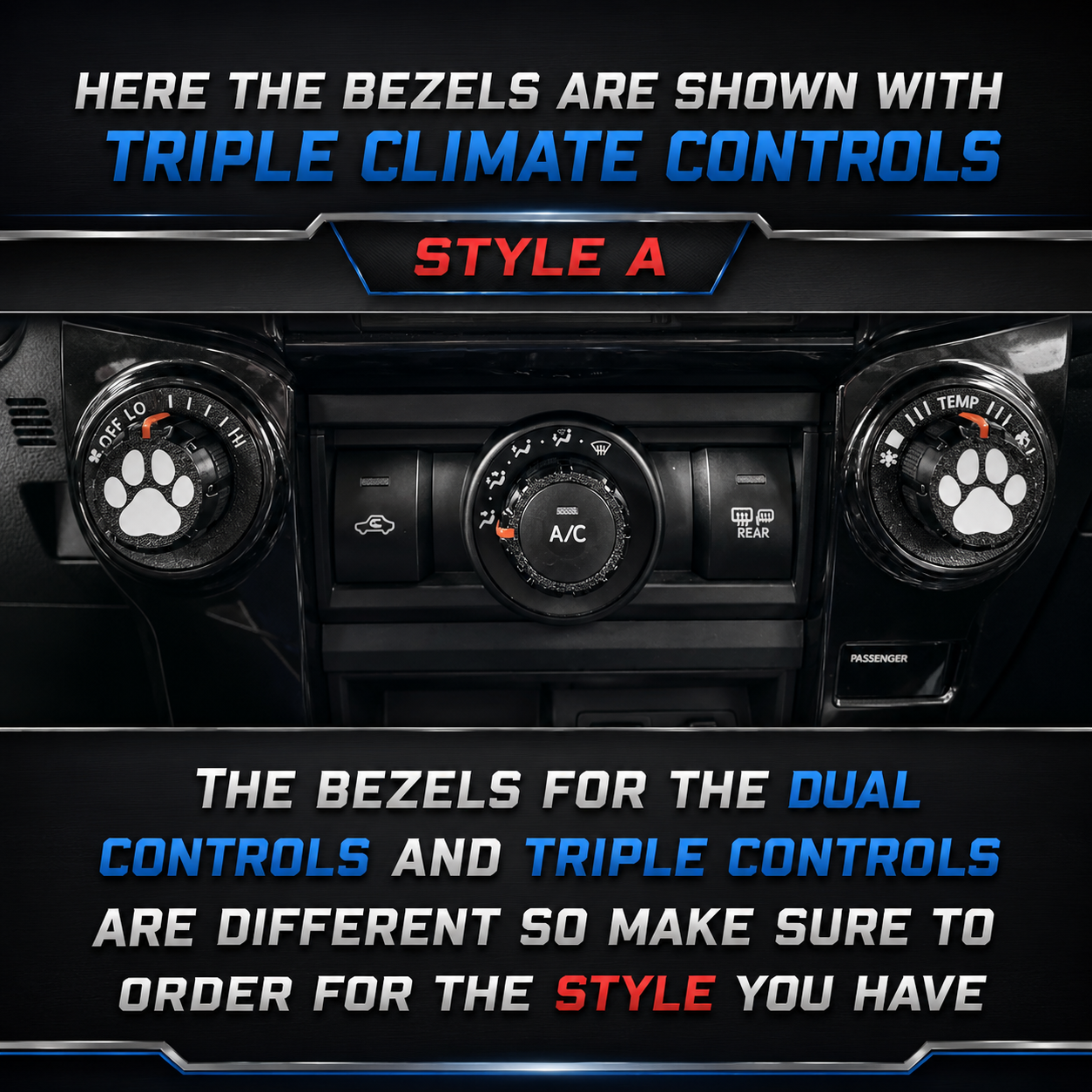 Climate Control Knob Bezels For Years 2014-2024