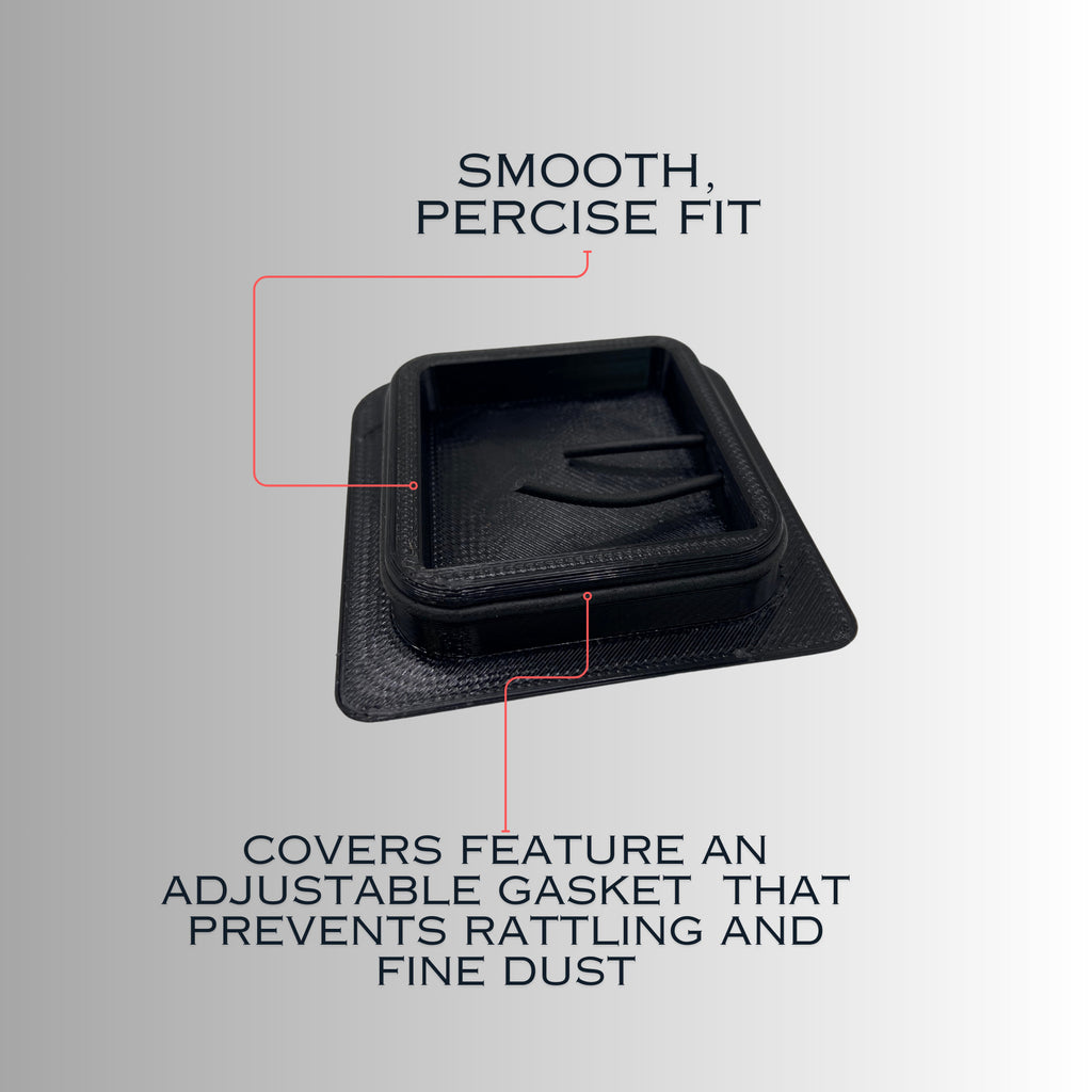 Showing the gasket that goes around the covers to help prevent dirt and rattling of the covers.