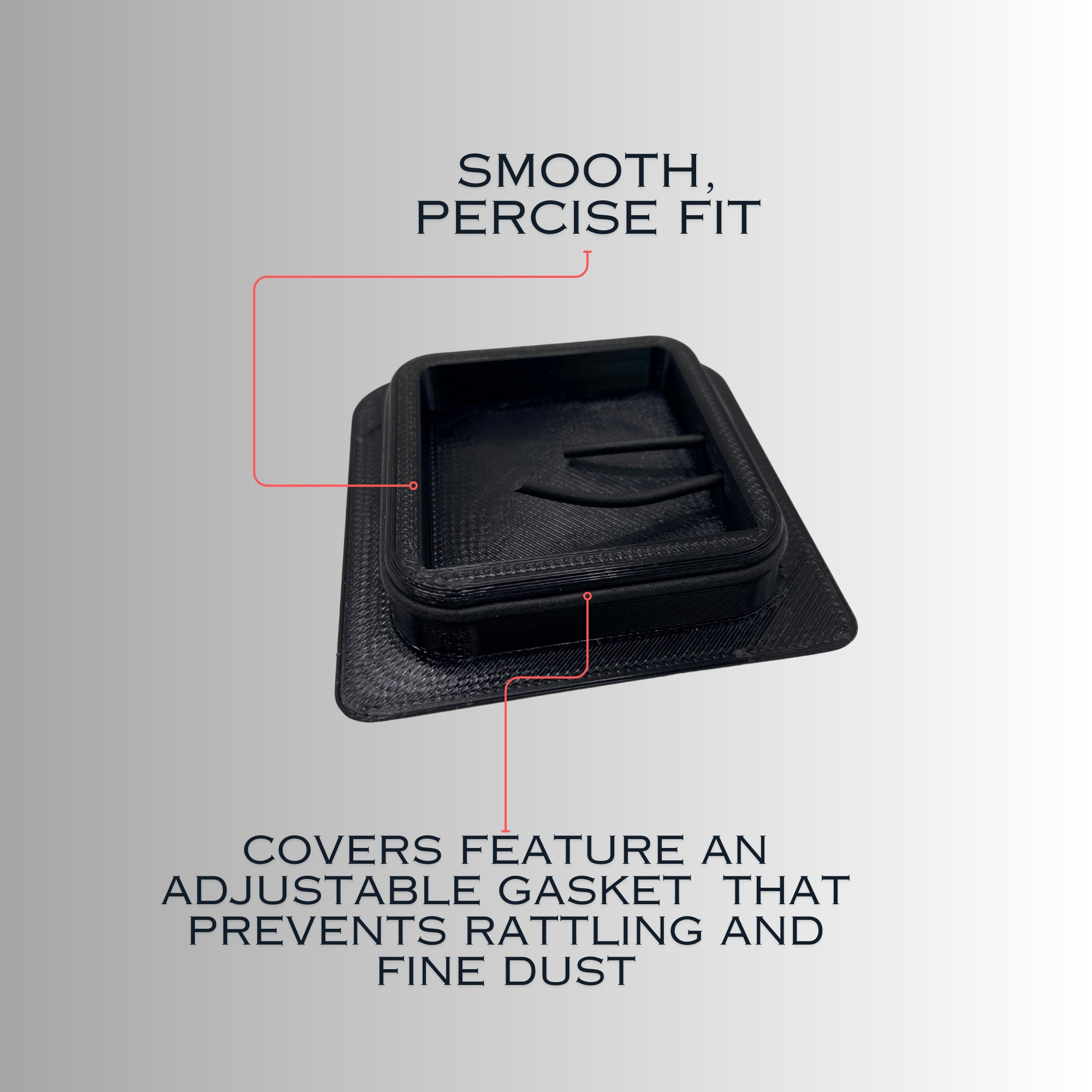 Showing the gasket that goes around the covers to help prevent dirt and rattling of the covers.