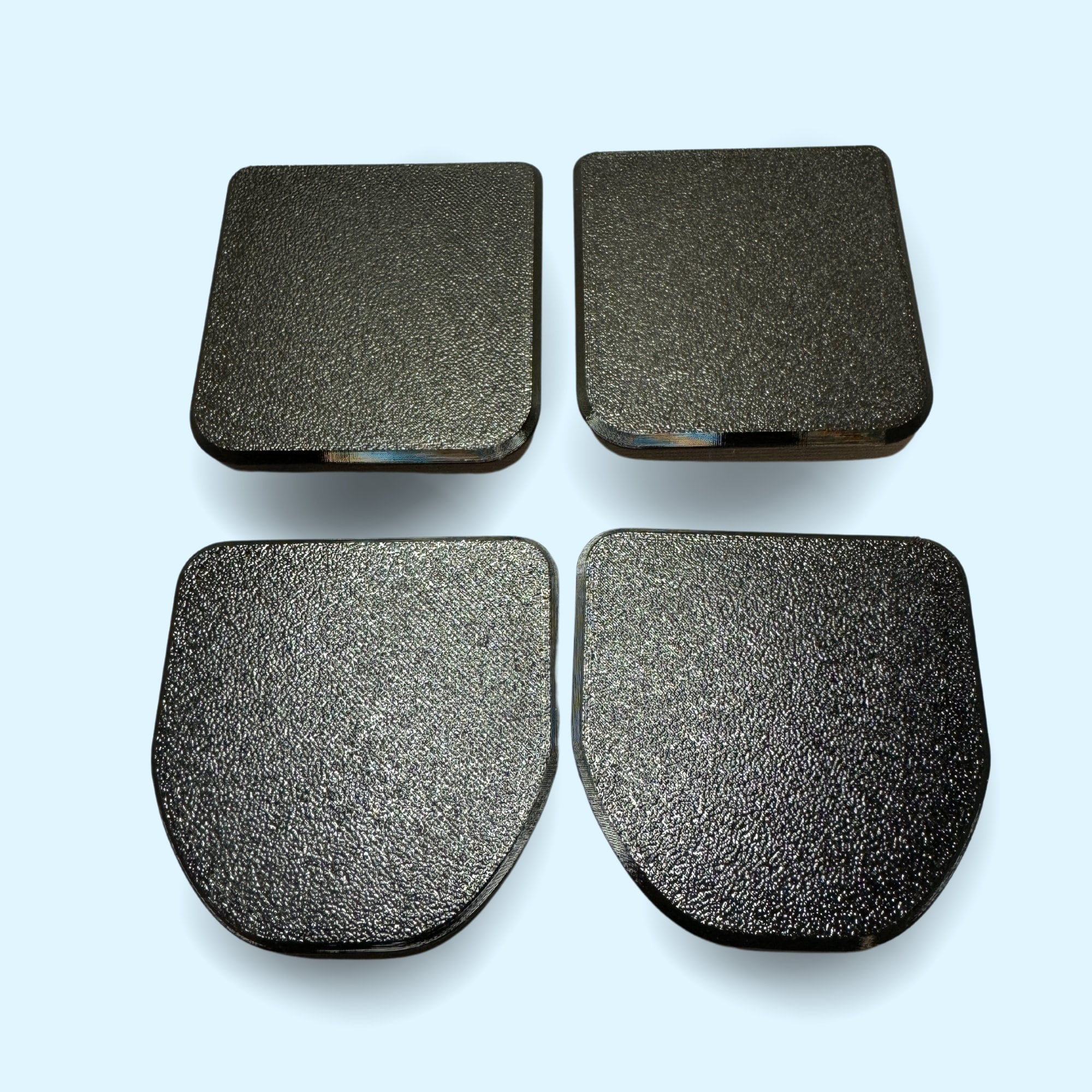 A closeup view of a set of d-ring covers for a fixed deck 4runner. Showing the texture of the surface which is an eggshell look.